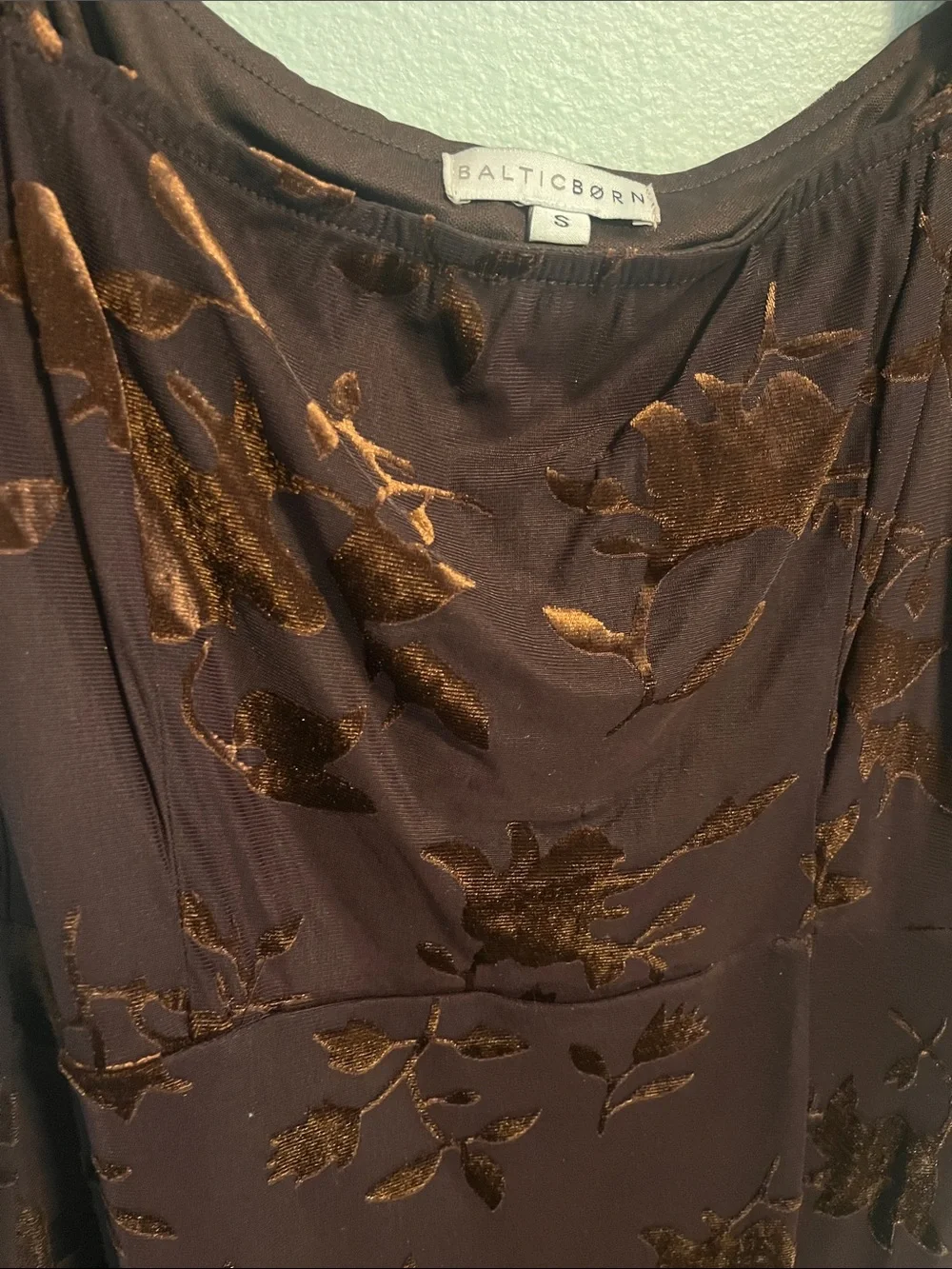 Baltic Born Brown Floral Burnout Velvet Long-Sleeve Maxi Dress